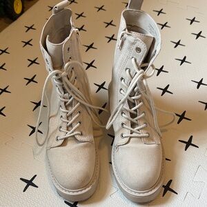 Steve Madden Cream Lace-Up Combat Boots